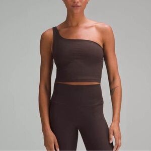 Lululemon Espresso Nulu Asymmetrical One Shoulder Ribbed Crop Tank